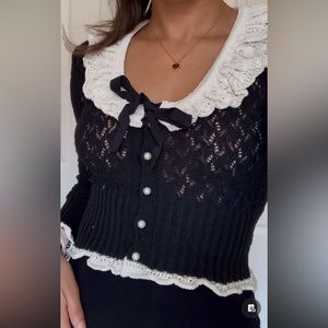 Zara mixed ruffled knit cardigan